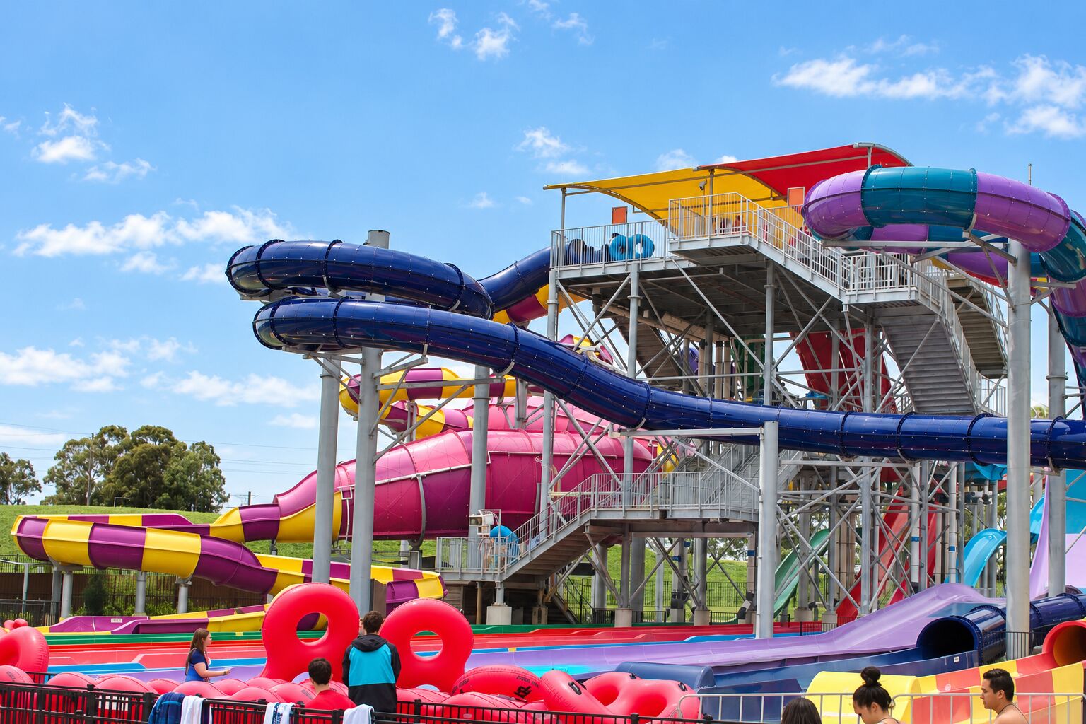 Families enjoying Raging Waters Sydney